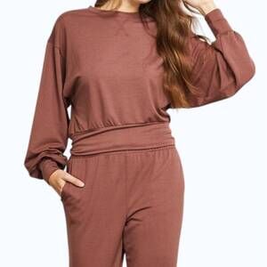 NEW GENTLE FAWN ava cropped crewneck top in auburn